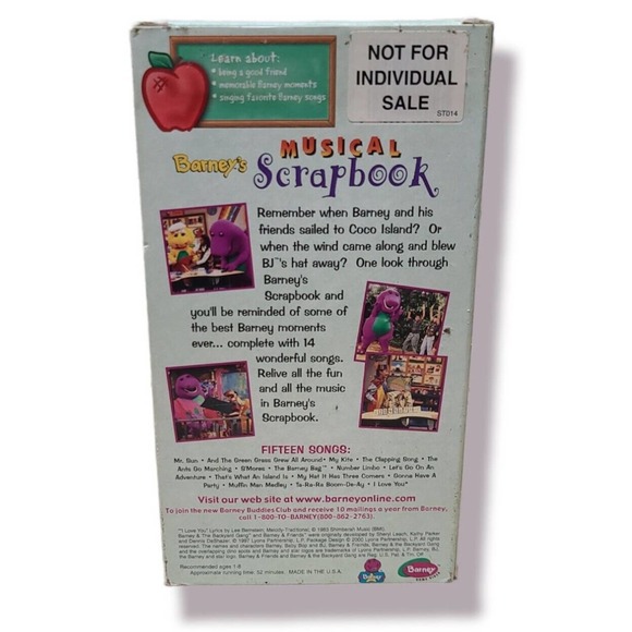 Barney Musical Scrapbook VHS Classic Collection Green Cover - Picture 2 of 3